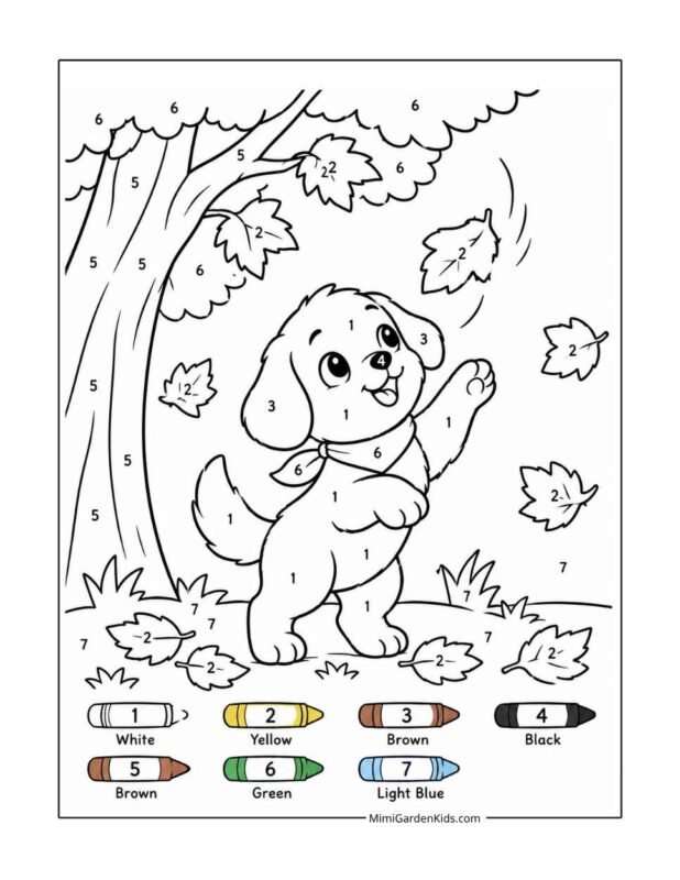 fall color by number coloring pages free printable