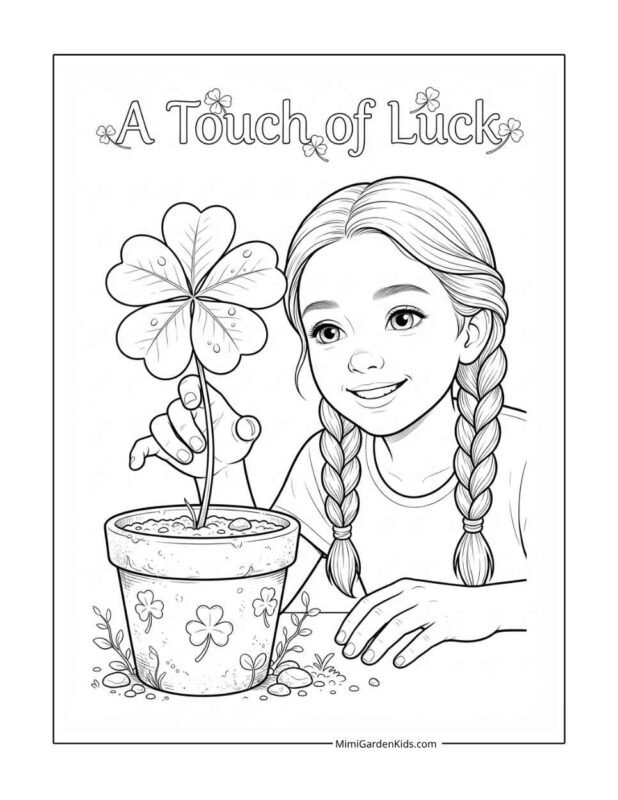 four leaf clover coloring page free printable