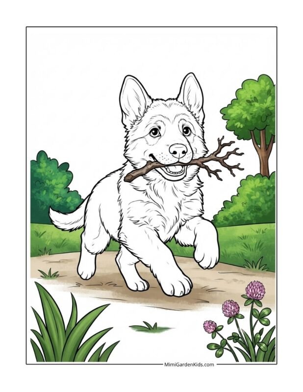 german shepherd puppy coloring page free printable and download