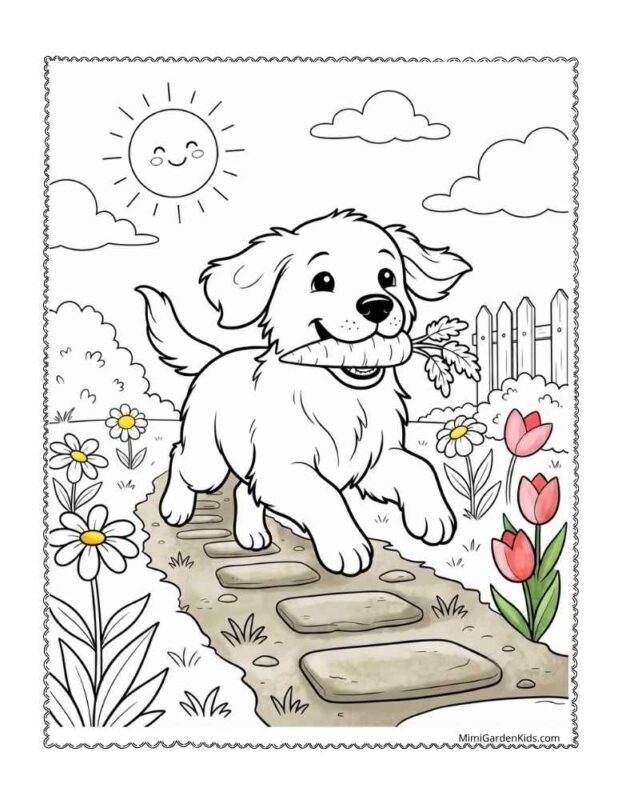 golden retriever puppy coloring page free printable