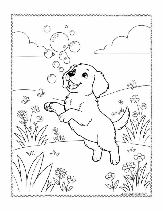 Golden Retriever Puppy Cute Puppies Coloring Pages free printable