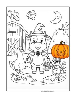 halloween cow coloring pages free printable