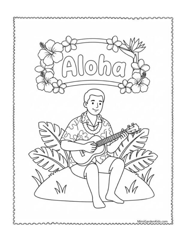 Hawaiian color pages free printable and download