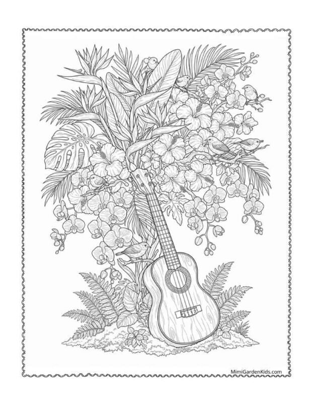 hawaiian flower coloring pages free printable