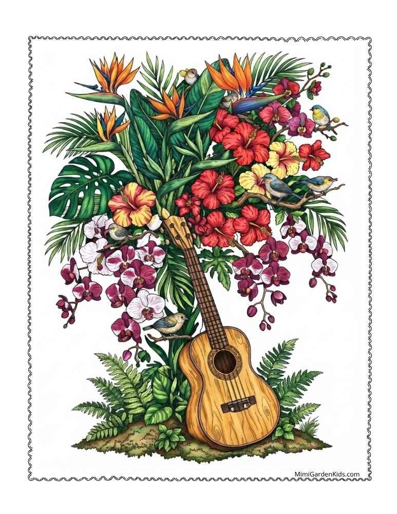 hawaiian flower coloring pages free 