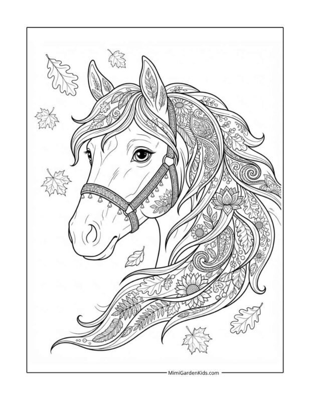horse head coloring pages free printable and download