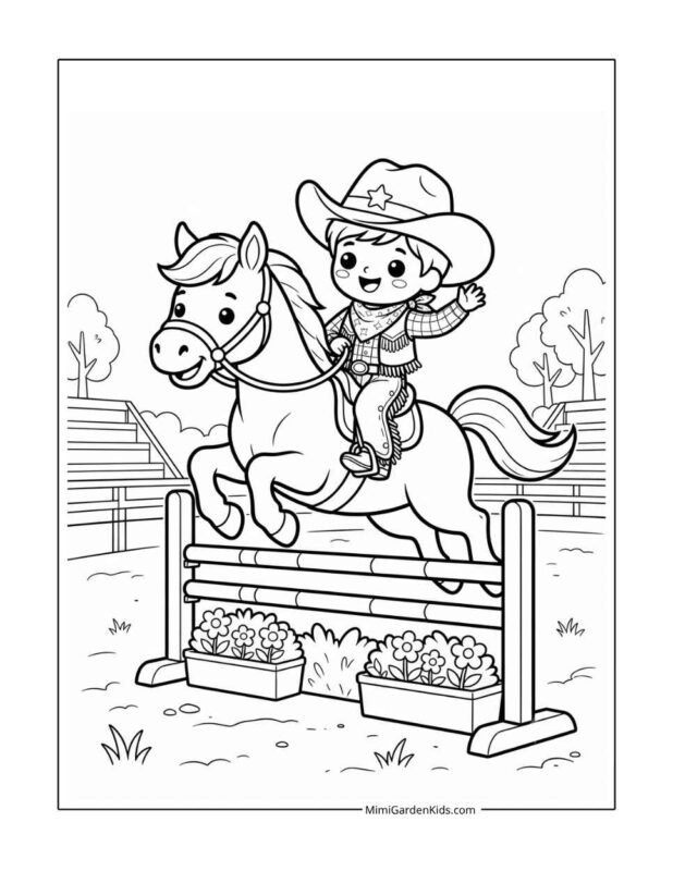 horse show jumping coloring pages free printable