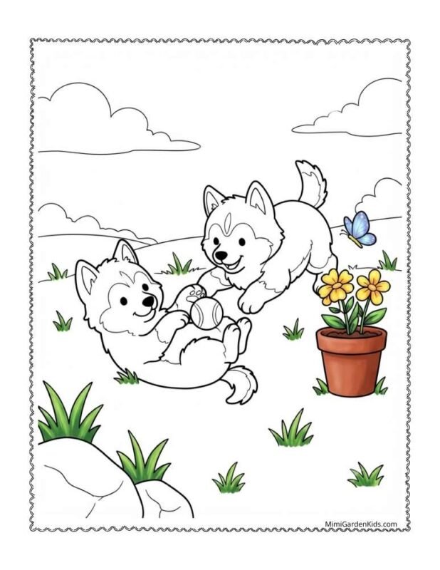 husky puppy coloring pages free pdf download