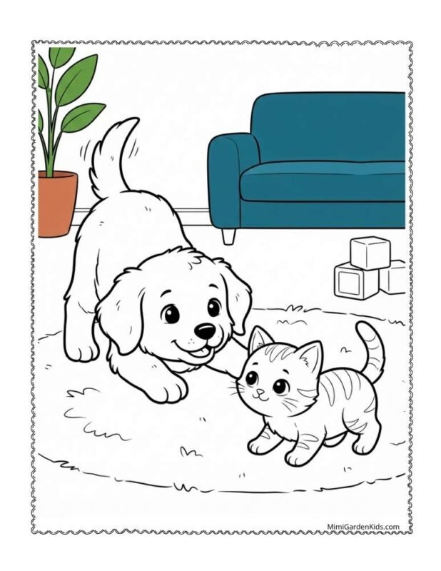 kawaii puppy coloring pages free printable