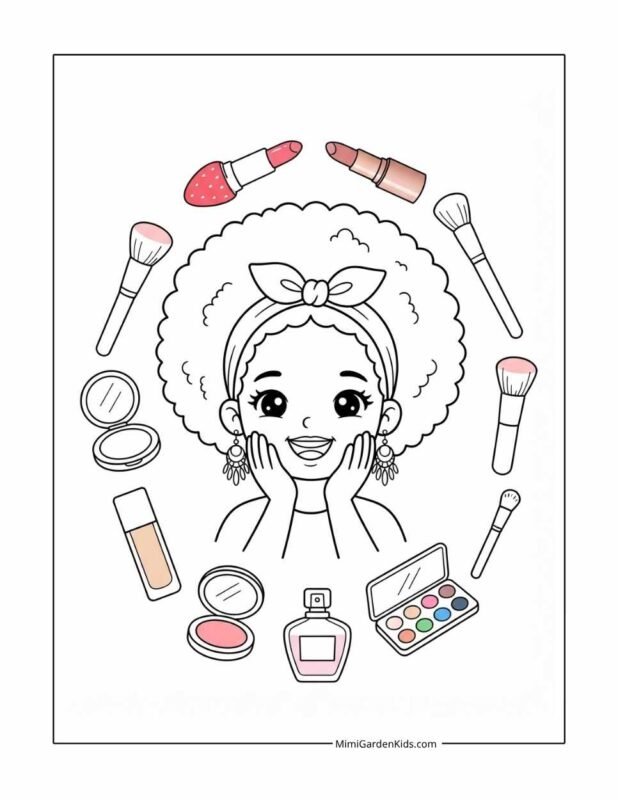 makeup set coloring pages free printable