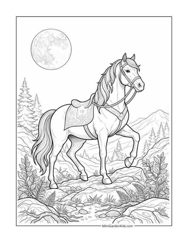 printable coloring pages horse for adults