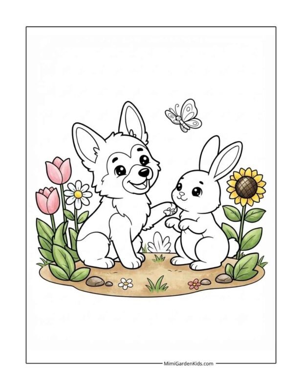 puppy coloring page printable for kids