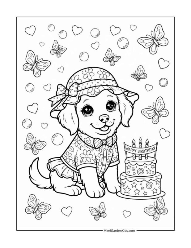 puppy coloring pages for kids to print and download