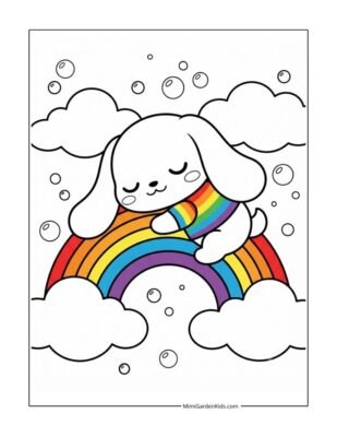 rainbow dog coloring page free printable