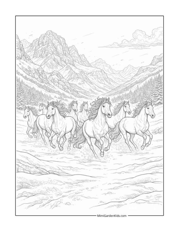 realistic printable horse coloring pages free