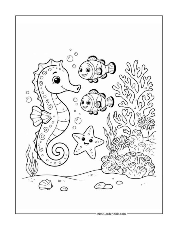 sea horse coloring pages free printable