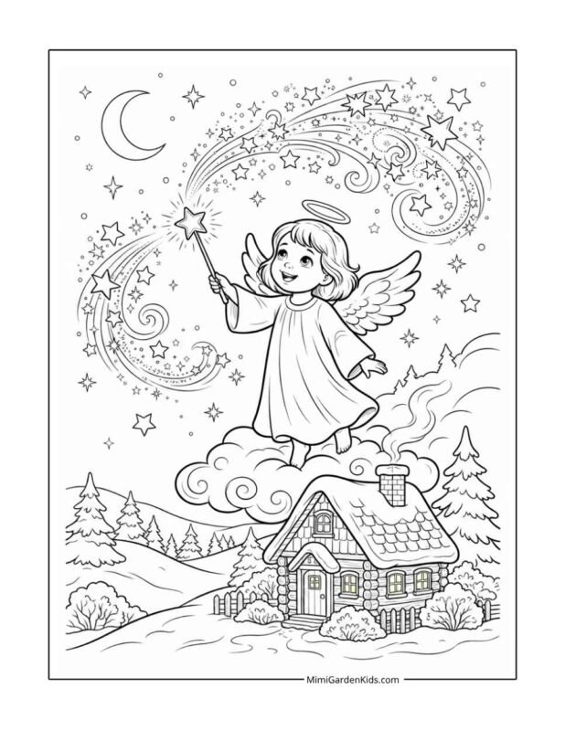 christmas angel coloring pages for adults free printable