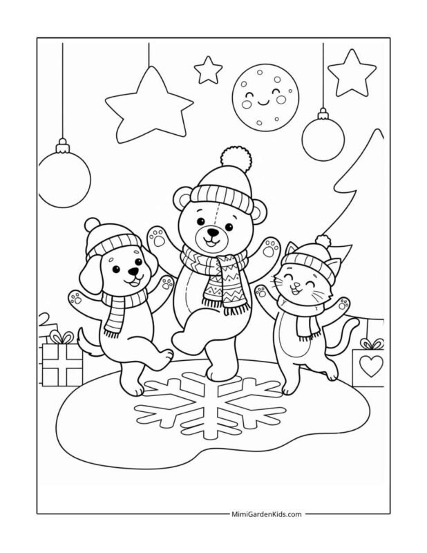 christmas animal coloring pages free printable