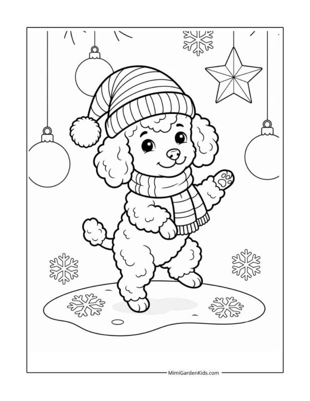 christmas dog coloring pages free printable