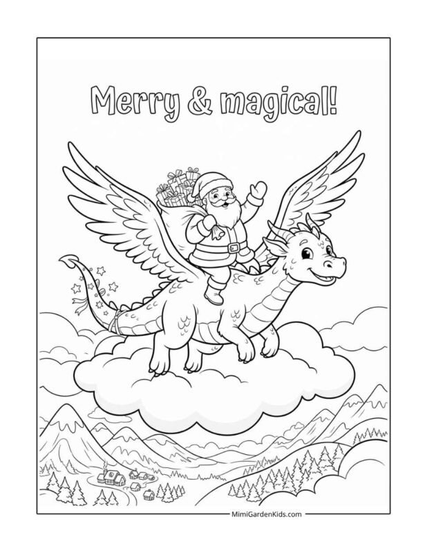 christmas dragon coloring pages free printable
