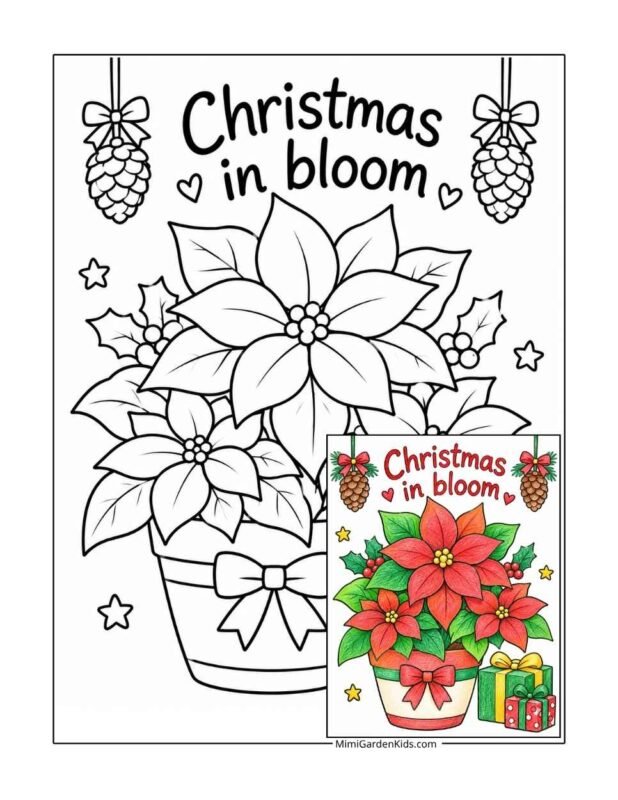 christmas flower coloring pages free printable
