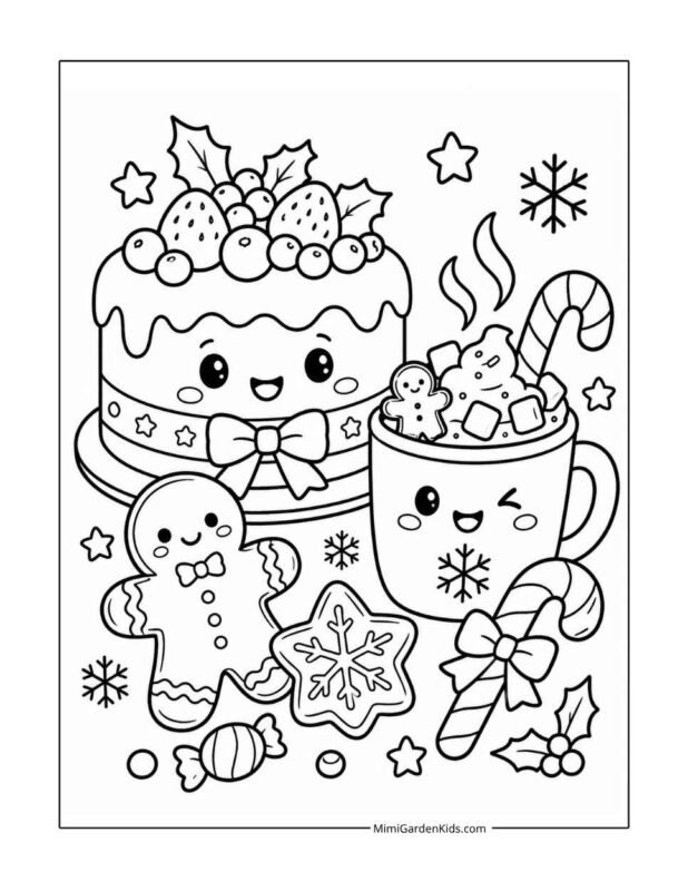 christmas food coloring pages free printable