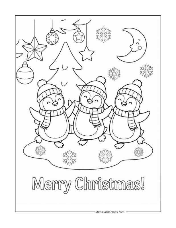 christmas penguin coloring pages free printable