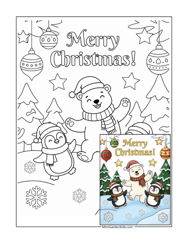 christmas polar bear coloring pages free printable
