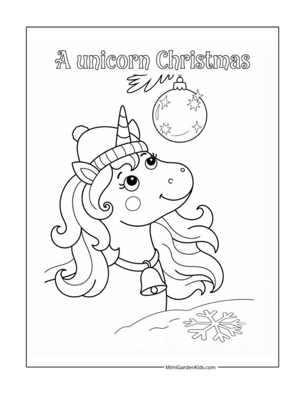 christmas unicorn coloring pages free printable