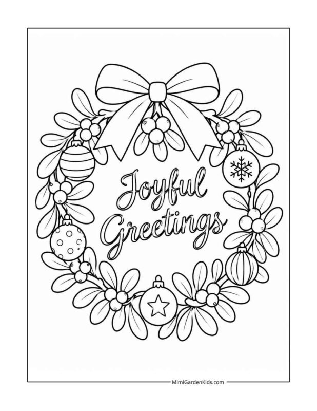 christmas wreath coloring pages free printable