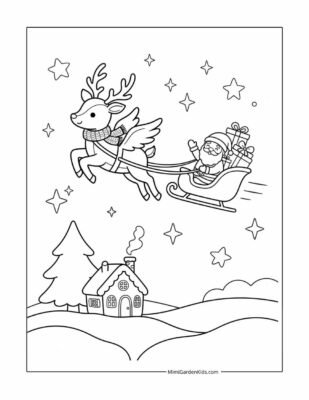 flying reindeer coloring pages free printable
