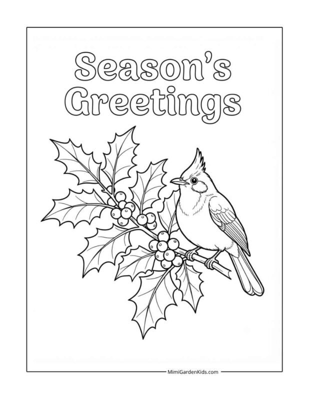 holly coloring pages free printable